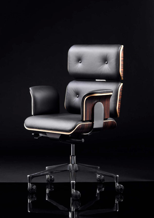 armadillo executive office armchair with premium black leather upholstery | ikonitaly