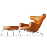 erik jorgensen ox chair iconic lounge chair - brown leather with footstool | ikonitaly