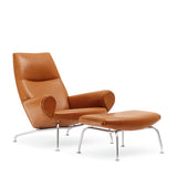 erik jorgensen queen iconic lounge chair  - brown leather with ottoman  | ikonitaly