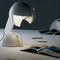 martinelli ruspa iconic table lamp - white on desk | ikonitaly