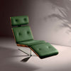 altek armadillo chaise longue chrome base green leather front view