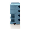 Boby B46 Joe Colombo trolley in deep blue with six drawers, combining utility and style for creative environments.