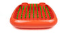 orange dish doctor with green caps, short side view by magis