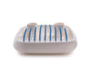 white dish doctor with blue caps, short side view by magis