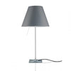 luceplan costanza table lamp with fixed aluminum stem and concrete grey lampshade