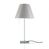 luceplan costanza table lamp with fixed aluminum stem and mystic white lampshade