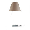 luceplan costanza table lamp with fixed aluminum stem and shaded stone lampshade