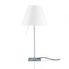 costanza table lamp telescopic stem aluminum basic white polycarbonate shade by luceplan