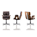 three altek armadillo low back visitor chairs with brown leather | ikonitaly