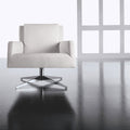 altek swing lounge chair | with arms - in white leather - front view| ikonitaly