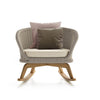 Front view of the Atmosphera Ludo L6 patio rocking chair showcasing its contemporary design with a woven seat and backrest.