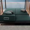 Close up of the ergonomic cushions on the Alcova daybed, highlighting comfort and design.