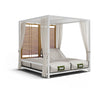 Front view of the Atmosphera Alcova outdoor daybed showcasing its aluminum frame and teak paneling.