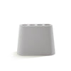 B Line Aki umbrella stand in light grey, designed for indoor or outdoor use with geometric cutouts and durable construction.