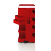 Boby B45 storage drawer cart in red with five drawers and two side shelves, combining bold color with practical functionality.