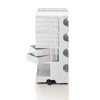 Boby B48 office trolley in white, featuring modular drawers and a compact swivel design.