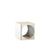 B Line Ring modular shelving unit in white without wheels, showcasing a stable freestanding structure with geometric compartments.
