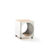 B Line Ring modular shelving unit in white with wheels, featuring a modern circular design and mobile functionality.