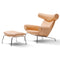 erik jorgensen ox chair iconic lounge chair - light brown leather with footstool  | ikonitaly