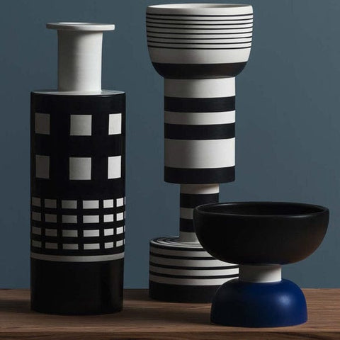chalice vase, reel vase and raised bowl by ettore sottsass for bitossi | ikonitaly