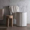 limac design ricky white hamper with stitching and cover, designer home accessories