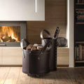 limac-design-tocad-fireplace-tools-dark-brown-leather | ikonitaly