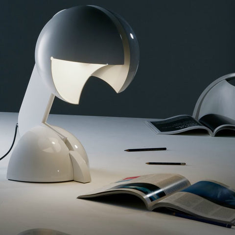 martinelli ruspa iconic table lamp - white on desk | ikonitaly