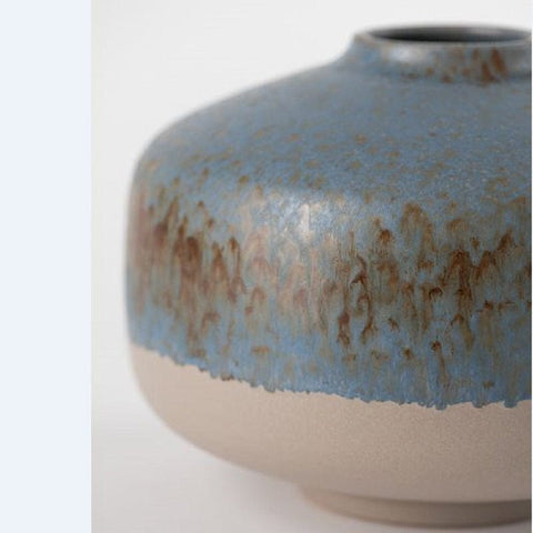 vase with reacting enamels- light blue/brown | ikonitaly