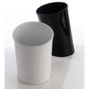 white and black wastepaper bins with unusual bases, tilted to the sides, in attesa produced by danese milano